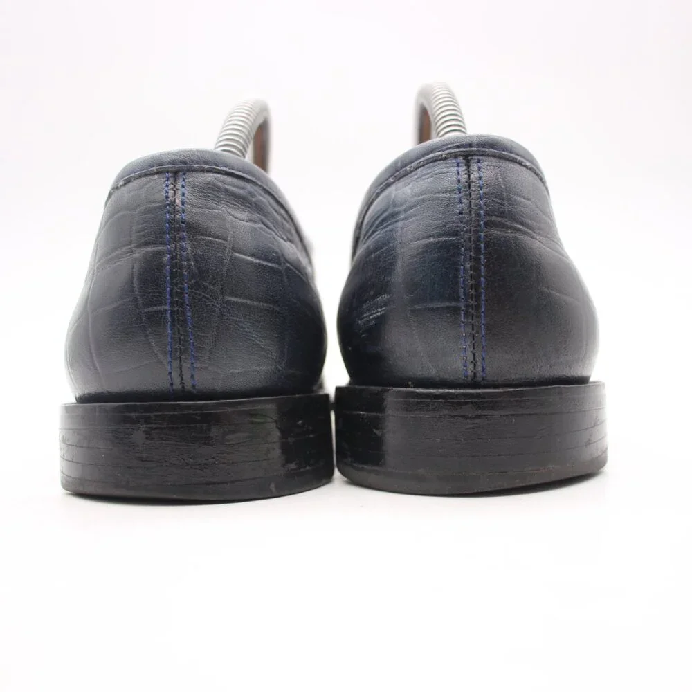 3D-M Lifestyle Navy Loafers Men's UK 8.5 Crocodile Embossed Slip-On